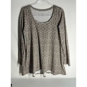 J.Jill PureJill Brown Back Tie Print Tunic Top Pima Cotton Size Medium